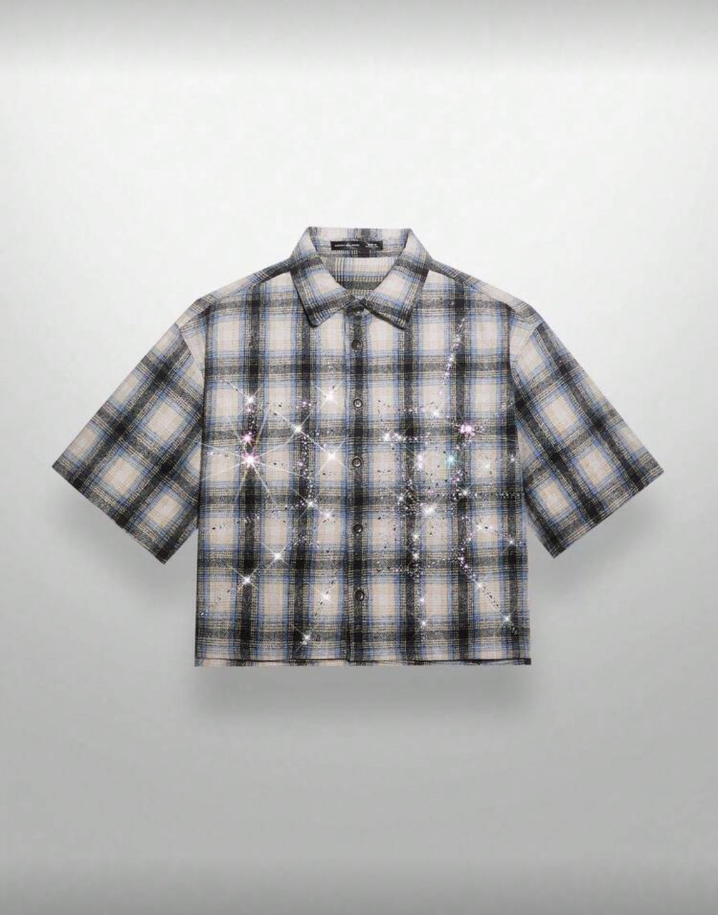 Blue rhinestone flannel
