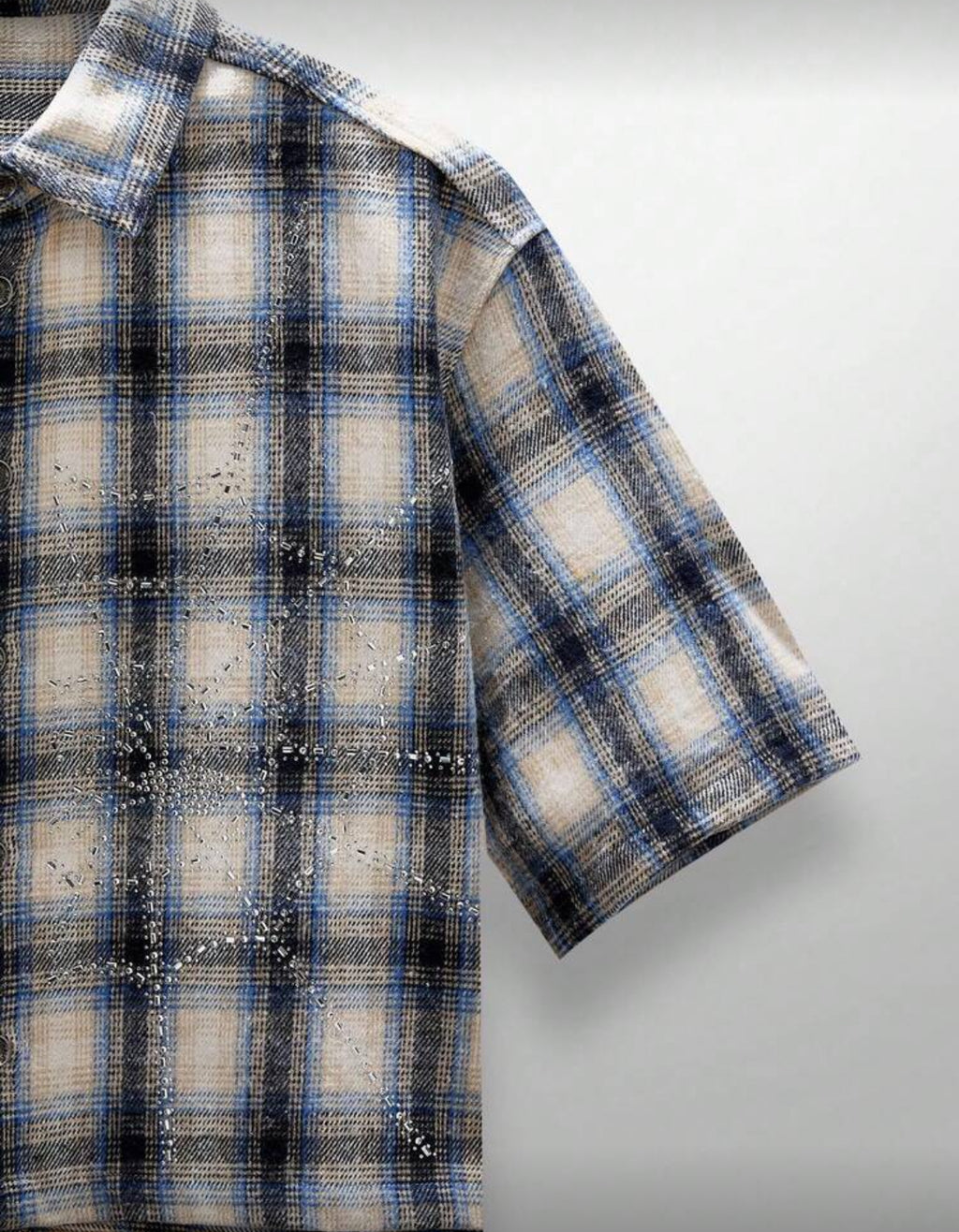 Blue rhinestone flannel