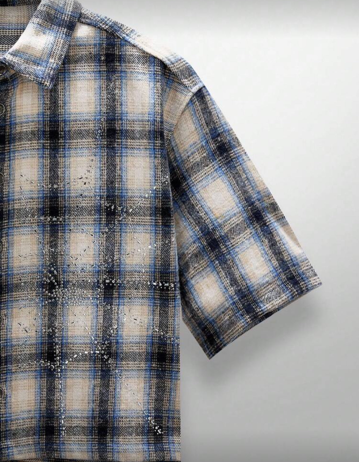 Blue rhinestone flannel
