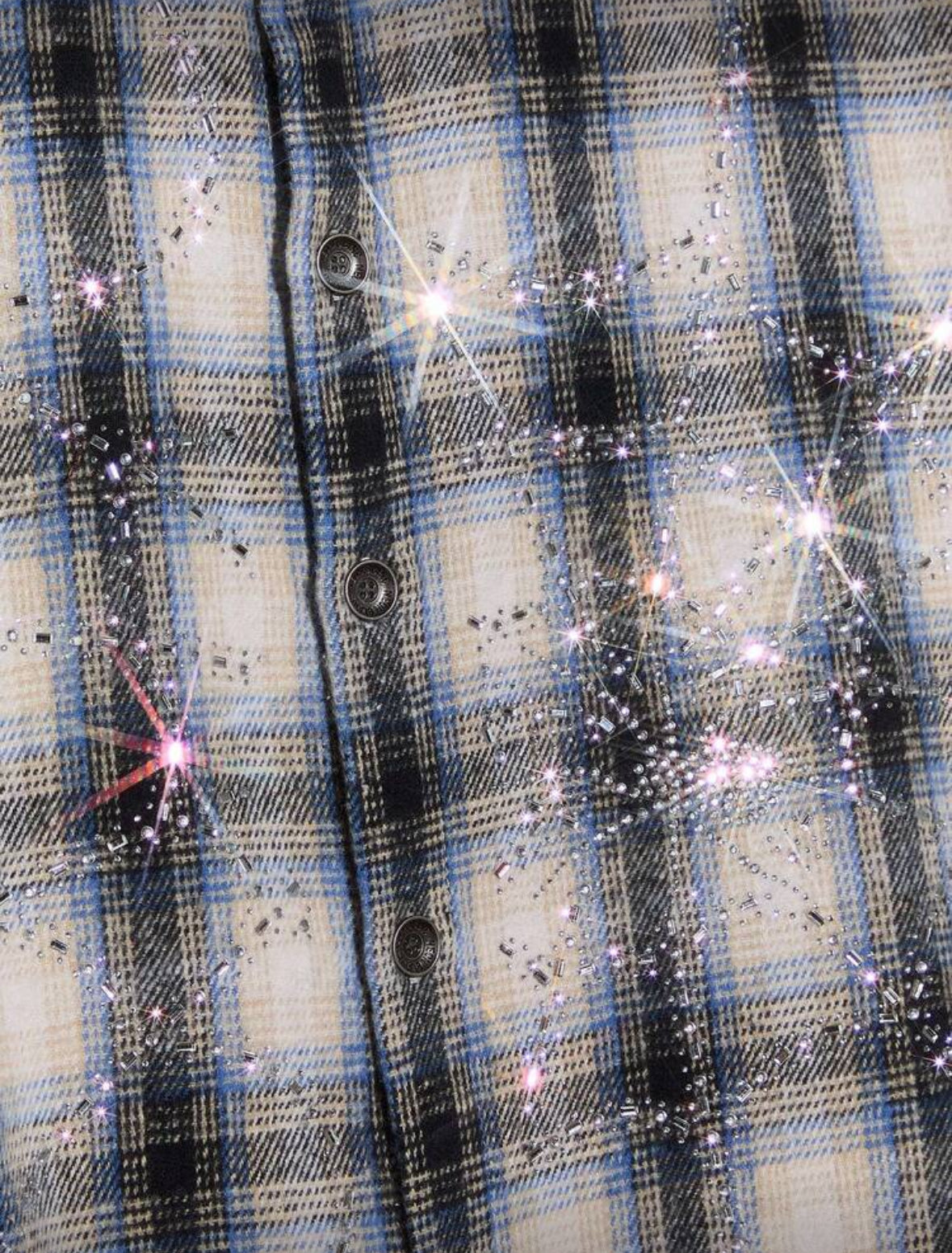 Blue rhinestone flannel