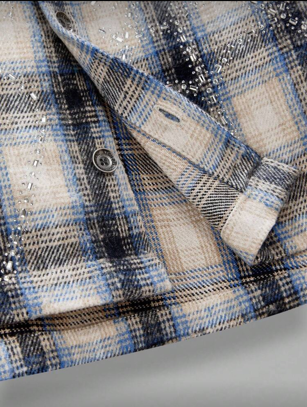 Blue rhinestone flannel