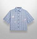 Light blue rhinestone flannel